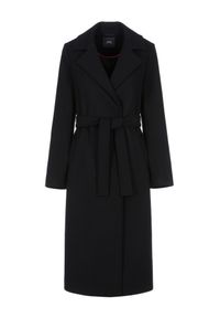 Ochnik - Czarny długi płaszcz damski. Kolor: czarny. Materiał: wełna. Długość: długie #4