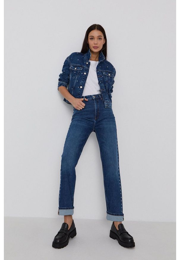The Kooples Jeansy damskie medium waist. Kolor: niebieski