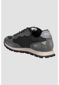 Aeronautica Militare - AERONAUTICA MILITARE Czarno-szare sneakersy męskie ze skórą zamszową, Rozmiar 44. Okazja: na co dzień. Kolor: czarny. Materiał: zamsz, skóra #3