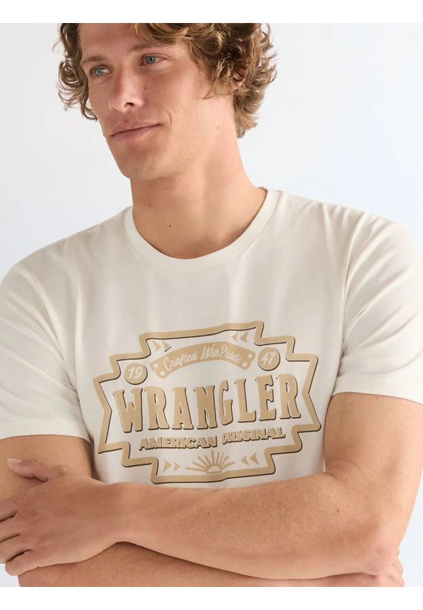 Wrangler - MESKA KOSZULKA WRANGLER AMERICANA TEE WORN WHITE 112378505