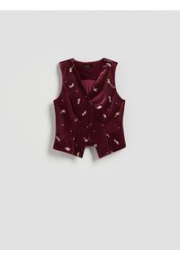 Reserved - Welurowa kamizelka z aplikacją - burgundowy. Kolor: czerwony. Materiał: welur. Wzór: aplikacja #1