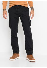 bonprix - Spodnie bojówki Regular Fit Straight z czystej bawełny. Kolor: czarny. Materiał: bawełna #1