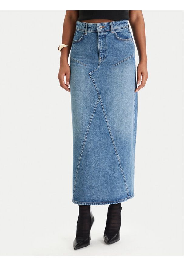 Patrizia Pepe Spódnica jeansowa 8G0521/D1WZB-CB02 Niebieski Regular Fit. Kolor: niebieski. Materiał: bawełna