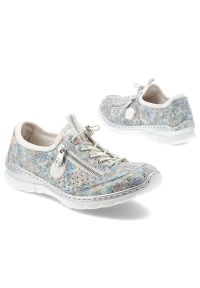 Półbuty damskie Rieker, cholewka materiałowa z nadrukiem kwiatowym wsuwane na płaskiej podeszwie, multikolor, L3252-91. Okazja: na co dzień, na spacer. Zapięcie: bez zapięcia. Kolor: wielokolorowy. Materiał: materiał. Szerokość cholewki: normalna. Wzór: nadruk, kwiaty. Obcas: na płaskiej podeszwie. Styl: klasyczny, casual #8