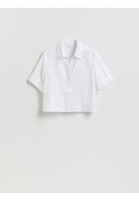 Reserved - Lniana koszula - biały. Kolor: biały. Materiał: len #1