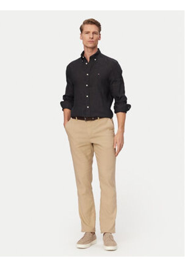 TOMMY HILFIGER - Tommy Hilfiger Koszula MW0MW41530 Czarny Regular Fit. Kolor: czarny. Materiał: len