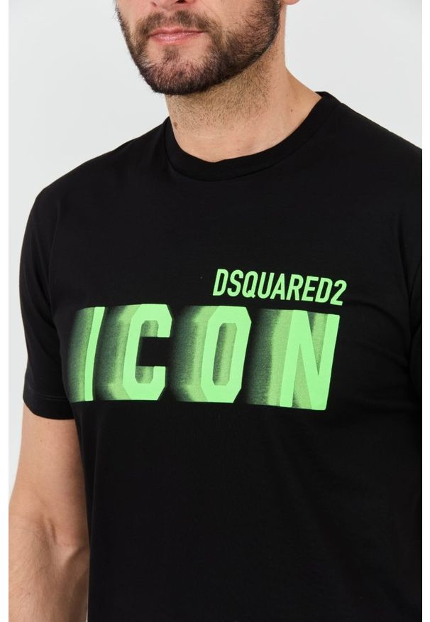 DSQUARED2 Czarny męski t-shirt Icon Blur Cool Fit Tee, Rozmiar XXL. Kolor: czarny