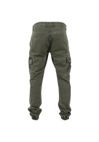 Urban Classics - Spodnie Męskie Twill Washed Cargo. Kolor: zielony