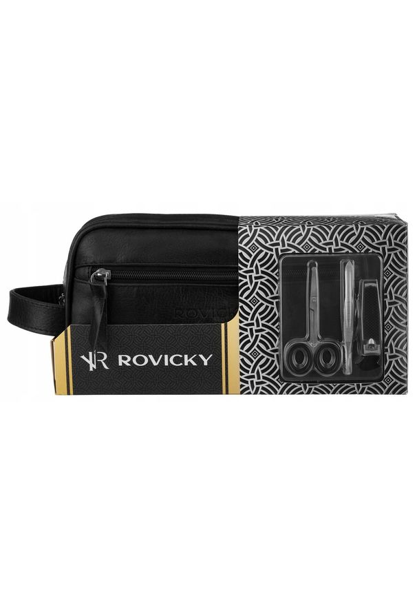 ROVICKY - Kosmetyczka skórzana Rovicky R-297-BGO czarna. Kolor: czarny. Materiał: skóra
