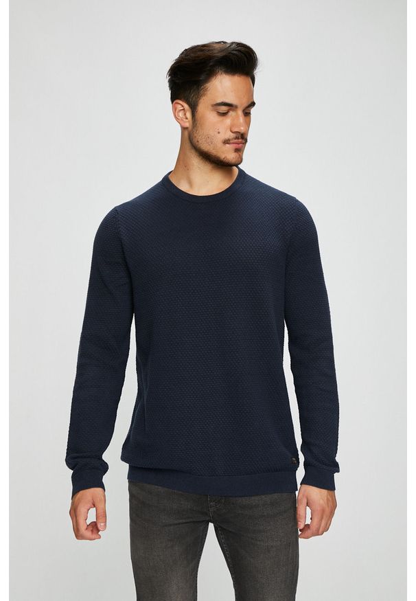 PRODUKT by Jack & Jones - Produkt by Jack & Jones - Sweter. Okazja: na co dzień. Kolor: niebieski. Materiał: bawełna, dzianina. Wzór: gładki. Styl: casual