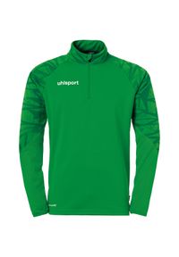 UHLSPORT - Dziecięcy dżersej z długim rękawem 1/4 zip Uhlsport Goal 25. Kolor: wielokolorowy, czarny, zielony. Materiał: jersey. Długość rękawa: długi rękaw. Długość: długie