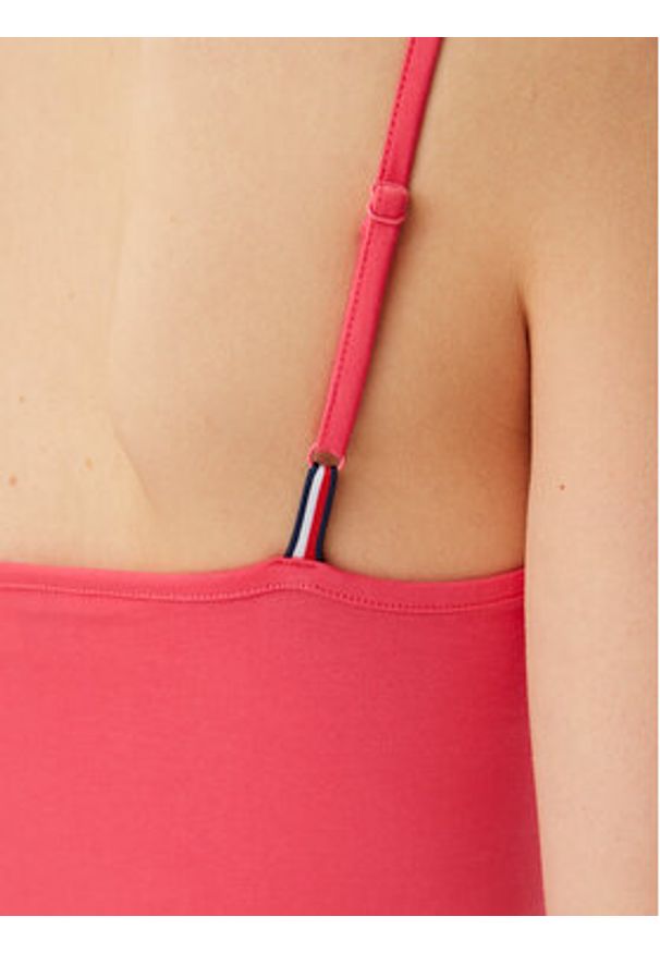 Tommy Jeans Top Essential DW0DW20675 Różowy Slim Fit. Kolor: różowy. Materiał: bawełna