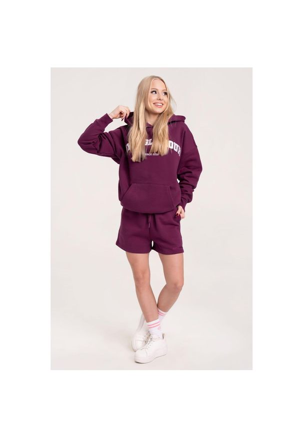 GYM GLAMOUR - Spodenki fitness damskie Gym Glamour dresowe. Kolor: wielokolorowy, czerwony, brązowy. Materiał: dresówka. Sport: fitness