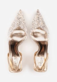 Born2be - Szampańskie Czółenka z Transparentną Cholewką Perełkami i Cyrkoniami Jinnata. Kolor: złoty. Szerokość cholewki: normalna. Wzór: aplikacja. Styl: elegancki, wizytowy #3