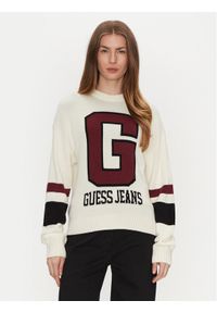 Guess Jeans Sweter W4BR11 Z3HN2 Biały Regular Fit. Kolor: biały. Materiał: syntetyk