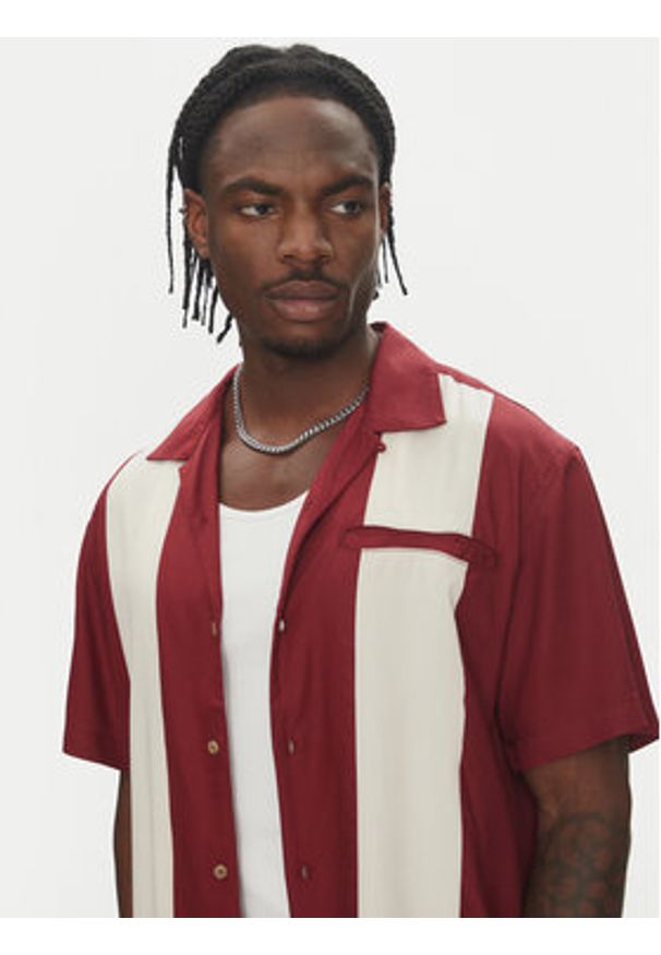 Element Koszula Bowling ELYWT00170 Bordowy Regular Fit. Kolor: czerwony. Materiał: wiskoza