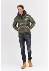 Invicta - INVICTA Zielona męska błyszcząca kurtka puchowa z kapturem, Rozmiar XXL. Typ kołnierza: kaptur. Kolor: zielony. Materiał: puch #4