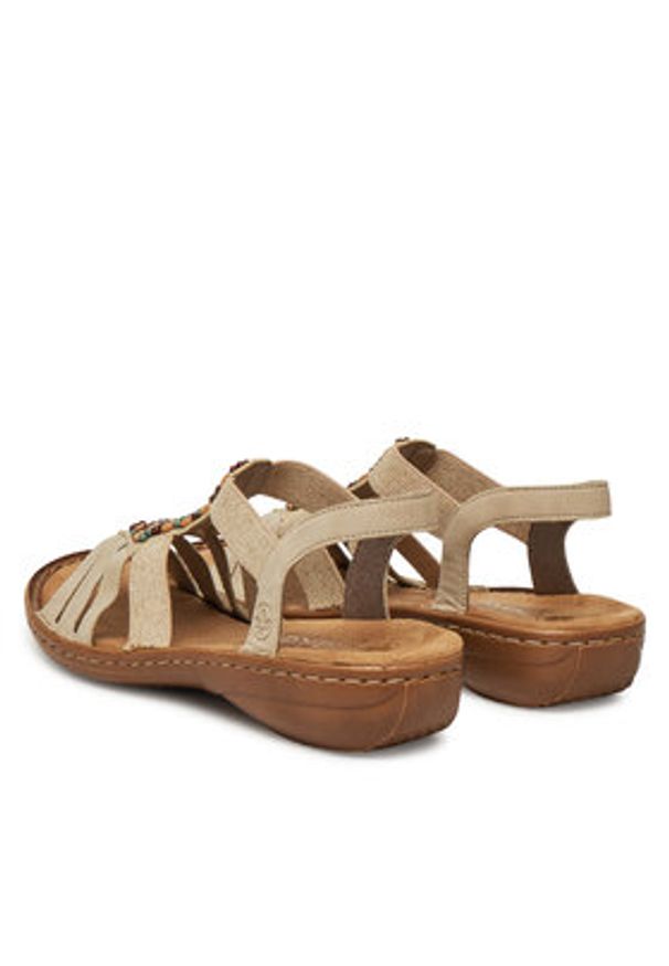 Rieker Sandały 60851-62 Beżowy. Kolor: beżowy. Materiał: syntetyk, materiał