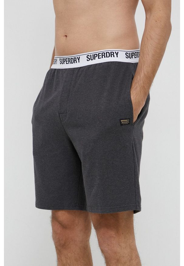 Superdry Szorty piżamowe męskie kolor szary melanżowa. Kolor: szary. Materiał: bawełna, dzianina. Wzór: melanż