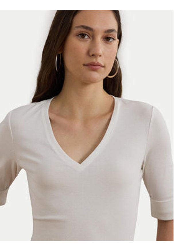 Lauren Ralph Lauren - LAUREN RALPH LAUREN Bluzka 200815843001 Biały Slim Fit. Kolor: biały. Materiał: bawełna