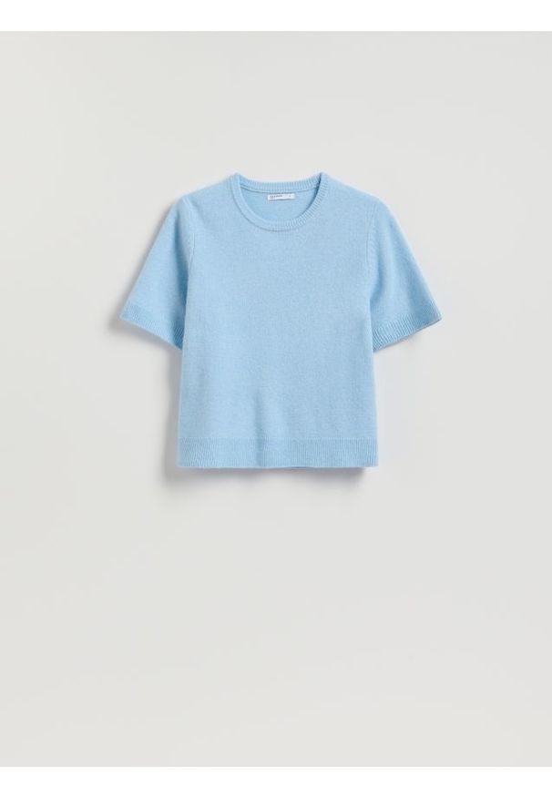 Reserved - Wełniany sweter - jasnoniebieski. Kolor: niebieski. Materiał: wełna