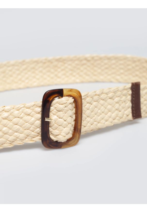 Big-Star - Pasek damski pleciony kremowy Piel 102. Kolor: kremowy. Materiał: tkanina