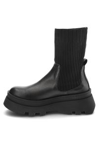 Czarne Botki Artiker Damskie Stylowe Buty Jesienne. Kolor: czarny. Materiał: prążkowany, skóra. Szerokość cholewki: normalna. Sezon: jesień. Styl: elegancki #6