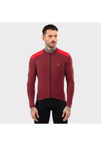 SIROKO - Mężczyzna Kolarstwo Męska termoaktywna koszulka rowerowa M4 Echelon Bordowy. Kolor: czerwony, brązowy, wielokolorowy. Materiał: tkanina. Sport: kolarstwo