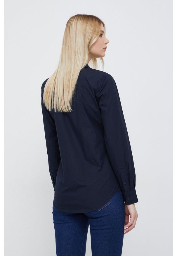 TOMMY HILFIGER - Tommy Hilfiger koszula bawełniana damska kolor granatowy regular z kołnierzykiem klasycznym. Typ kołnierza: kołnierzyk klasyczny. Kolor: niebieski. Materiał: bawełna. Długość rękawa: długi rękaw. Długość: długie. Styl: klasyczny