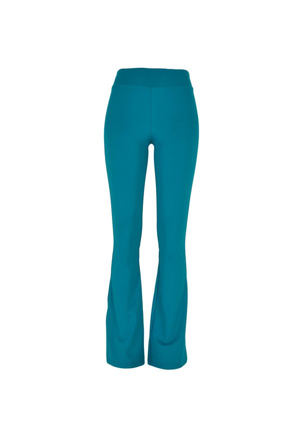 Legging flare wysoka talia recyklingowane duże rozmiary kobiet Urban Classics. Stan: podwyższony. Kolor: zielony. Materiał: materiał