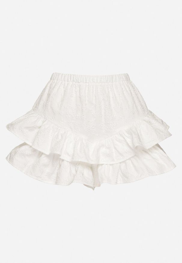 Born2be - Białe Spódnico-Szorty z Falbankami Sopelira. Okazja: na co dzień. Stan: podwyższony. Kolor: biały. Styl: elegancki, casual