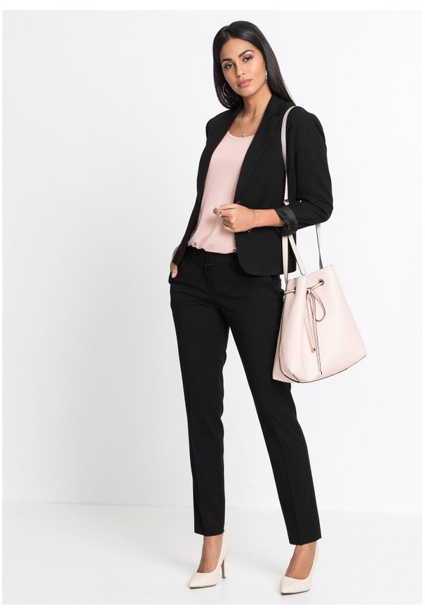 bonprix - Żakiet. Kolekcja: petite. Kolor: czarny. Długość: krótkie. Styl: elegancki