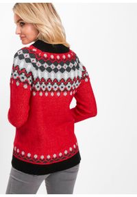 Sweter w norweski wzór bonprix czerwony. Kolor: czerwony. Materiał: poliester, elastan, materiał, akryl, włókno #2