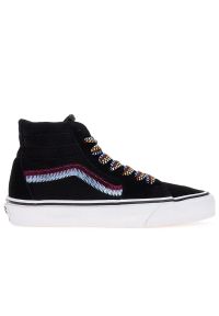 Buty Vans Sk8-Hi Tapered Embroidery VN0009QPBMA1 - czarne. Okazja: na co dzień. Wysokość cholewki: przed kolano. Zapięcie: pasek. Kolor: czarny. Materiał: guma, materiał, zamsz. Szerokość cholewki: normalna. Wzór: haft, paski. Model: Vans SK8