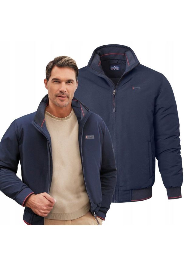 Ocieplona Zimowa Kurtka z Wysokim Kołnierzem - Pako Jeans - Granatowa. Kolor: niebieski. Materiał: tkanina, poliester. Sezon: zima