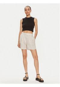Gina Tricot Szorty materiałowe 22174 Beżowy Regular Fit. Kolor: beżowy. Materiał: len #3
