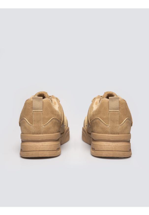 Big-Star - Sneakersy męskie ze skóry ekologicznej beżowe OO174578 801. Okazja: na co dzień. Nosek buta: okrągły. Kolor: beżowy. Materiał: skóra ekologiczna