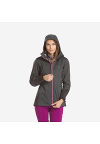 quechua - Kurtka turystyczna damska Quechua MH900 wodoodporna. Kolor: wielokolorowy, czarny, szary. Materiał: materiał, tkanina