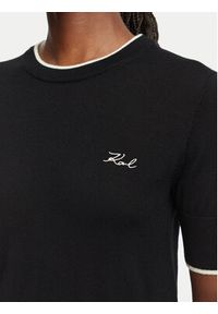 Karl Lagerfeld - KARL LAGERFELD Sweter B3W18039 Czarny Regular Fit. Typ kołnierza: dekolt w karo. Kolor: czarny. Materiał: wełna #5
