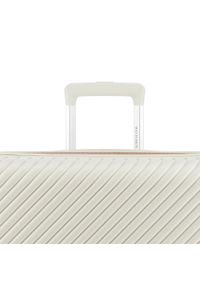 Wittchen - Duża walizka z polikarbonu w paseczki biała. Kolor: biały. Materiał: guma, tworzywo sztuczne. Wzór: geometria #8