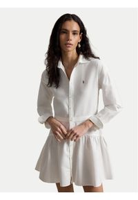 Polo Ralph Lauren Sukienka koszulowa 211B22755002 Biały Regular Fit. Typ kołnierza: polo. Kolor: biały. Materiał: bawełna. Typ sukienki: koszulowe #1