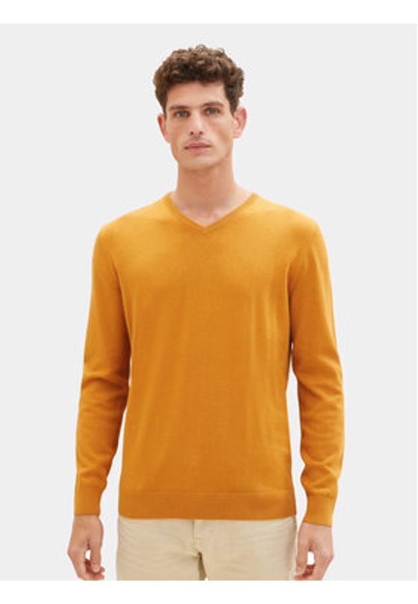 Tom Tailor Sweter 1027665 Pomarańczowy Regular Fit. Kolor: pomarańczowy. Materiał: bawełna