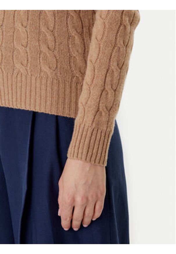 Polo Ralph Lauren Sweter 211971865002 Beżowy Slim Fit. Typ kołnierza: polo. Kolor: beżowy. Materiał: wełna