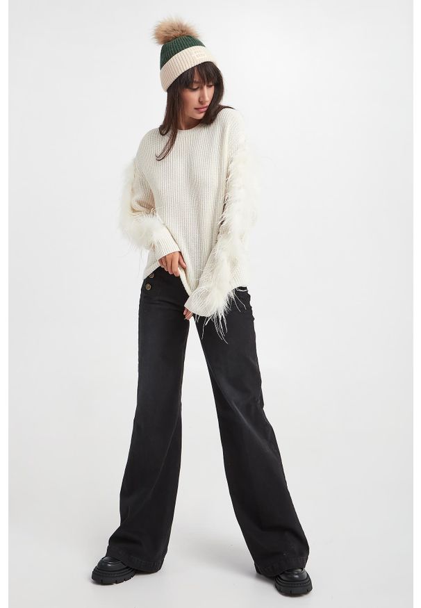 Twinset Milano - Sweter damski z piórami TWINSET