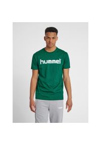 Koszulka sportowa z krótkim rękawem męska Hummel Cotton Logo. Kolor: zielony, biały, wielokolorowy. Długość rękawa: krótki rękaw. Długość: krótkie