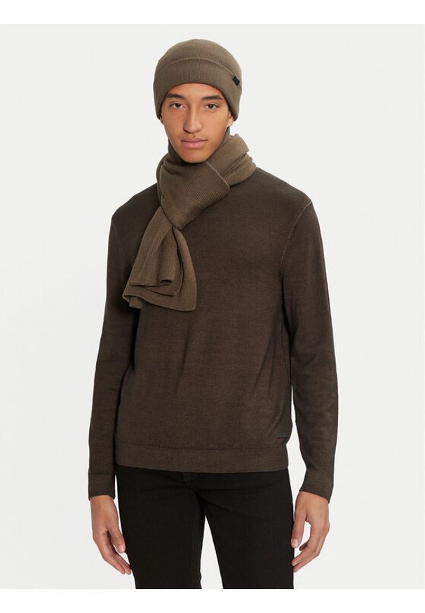 Jack & Jones Zestaw Szalik i Czapka 12163827 Brązowy. Kolor: brązowy. Materiał: akryl