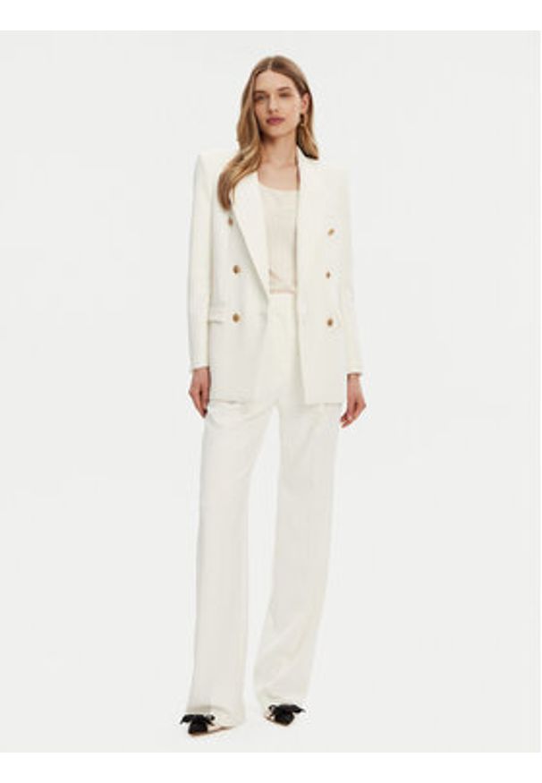 Elisabetta Franchi Marynarka GI-147-51E2 -V700 Biały Regular Fit. Kolor: biały. Materiał: syntetyk