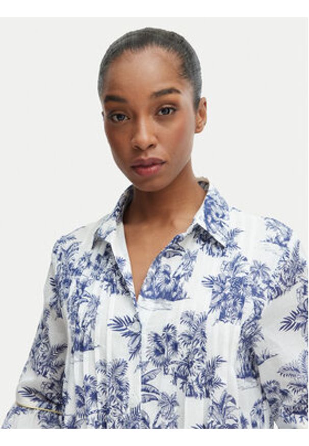 Iconique Sukienka koszulowa IC25-076 Biały Relaxed Fit. Kolor: biały. Materiał: bawełna. Typ sukienki: koszulowe