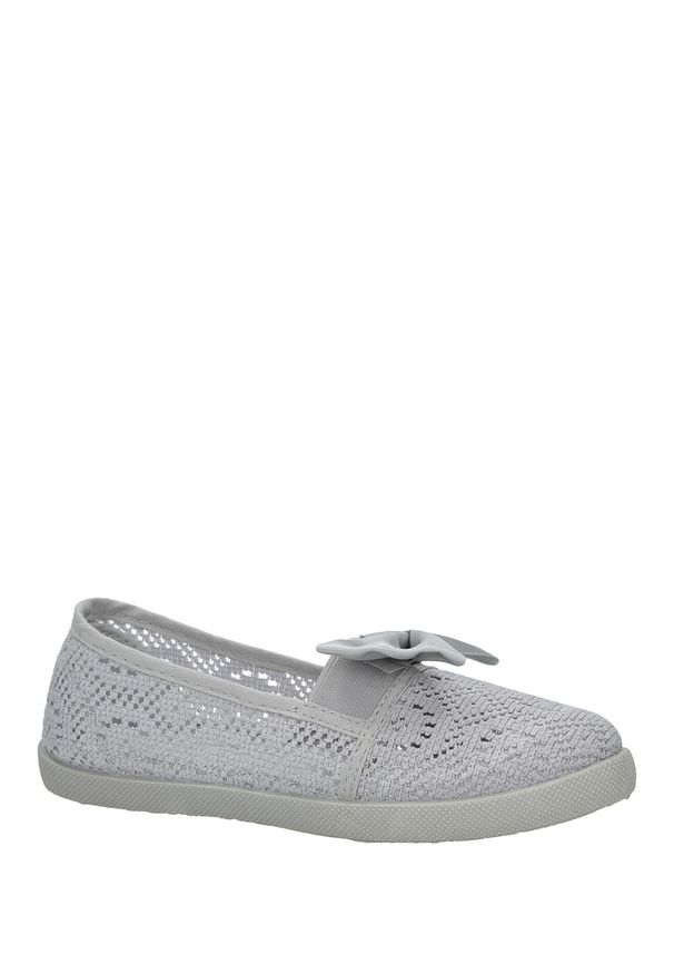 Casu - Szare baleriny slip on ażurowe z kokardą casu cb-s151. Zapięcie: bez zapięcia. Kolor: szary. Wzór: ażurowy