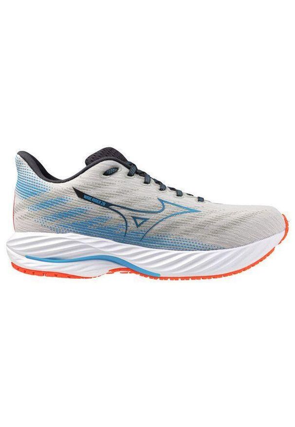Buty do biegania męskie Mizuno Wave Rider 28. Zapięcie: sznurówki. Kolor: biały. Materiał: materiał, syntetyk, tkanina. Szerokość cholewki: normalna. Model: Mizuno Wave